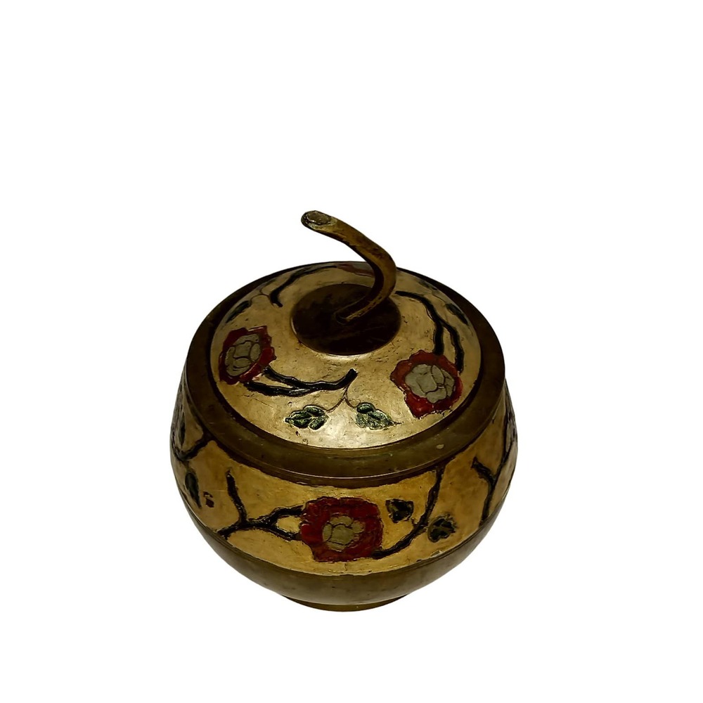 Vintage Penco Industries  Brass Enamel Trinket Box